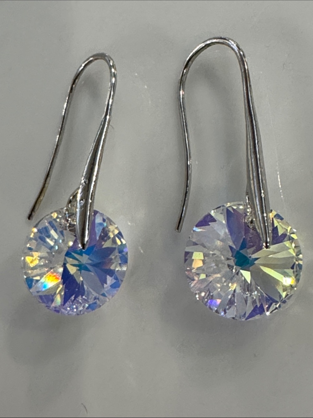 NWOT Swarovski Iridescent Crystal Drop Earrings with Silver Hooks